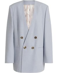 Alberta Ferretti - Double-Breasted Padded Viscose Blazer - Lyst
