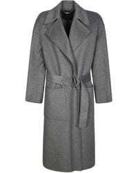 Liu Jo - Mid-Length Liujo Coat With Wide Lapel And Belted Waist - Lyst