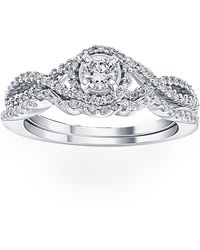 Pompeii3 - 3/4ct Diamond Halo Infinity Engagement Wedding Ring Set 14k White Gold Lab Grown - Lyst