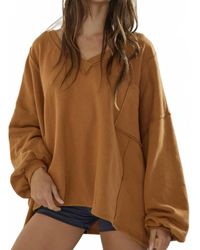 Bucketlist - Oversized V-Neck Solid Terry Tunic Top - Lyst