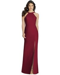 Dessy Collection - High-neck Backless Crepe Trumpet Gown - Lyst