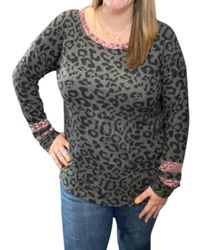 Honeyme - Leopard With Wine Accent Sweater - Lyst