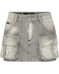 Philipp Plein - Denim Cargo Mini Skirt - Lyst
