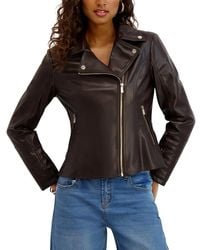 Kensie - Faux Leather Moto Jacket - Lyst