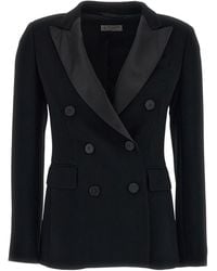Alberto Biani - Double-Breasted Satin Lapel Tuxedo Jacket - Lyst