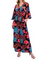 Easel - Half Sleeves V-Neck Printed Romper - Lyst