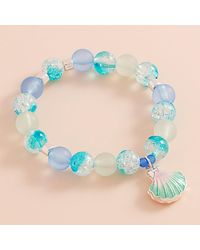 Fashnzfab - Enamel Seashell Locket Charm Beaded Stretch Bracelet - Lyst