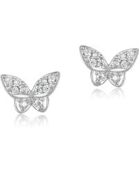 Adornia Butterfly Studs Silver - Metallic