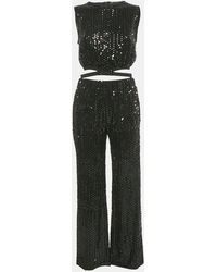 Maje - Sequin Cut-Out Crop Top & Wide Leg Pants Set - Lyst