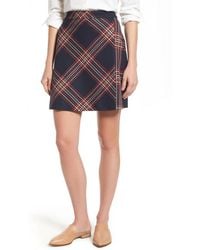 Halogen® - Plaid Tweed A Line Faux Wrap Mini Skirt - Lyst