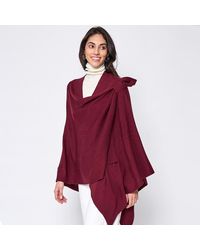 TRUEDAMES - Shoulder Strap Solid Ruana Poncho - Lyst