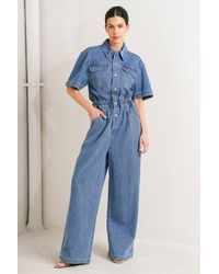 TRUEDAMES - Relax Utility Denim Jumpsuit - Lyst