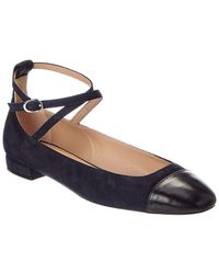 Stuart Weitzman - Eden Strap Suede & Leather Flat - Lyst