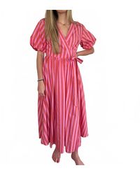 FRNCH - Aelia Stripe Short Sleeve Wrap Midi Dress - Lyst