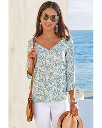 Lascana - 2 Pk 3/4 Sleeve V-Neck Tops - Lyst
