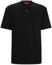 HUGO - Interlock-Cotton Regular-Fit T-Shirt With Stacked Logo - Lyst