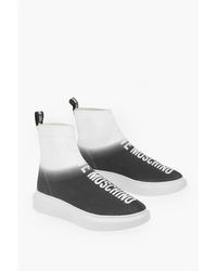 Moschino - Love Shaded Sock High Top Sneakers With Embroidery Logo - Lyst