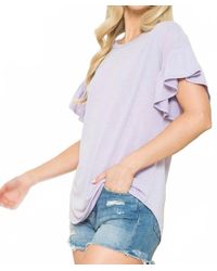 Acting Pro - Solid Ruffle Sleeve Top - Lyst