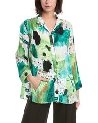 Lemon Grass - Flip Collar Embroidered Blouse - Lyst