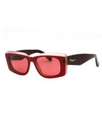 Ferragamo - Sunglasses Rectangle Full Rim, Burgundy Frame And Rose Lens Sf1079S614 - Lyst