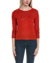 Sofiacashmere - Bow Embellishment Wool & Cashmere-Blend Sweater - Lyst