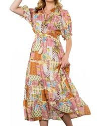 Thml - Floral Quilted Pattern Midi Dress - Lyst