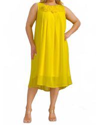 Karen T Design - Sleeveless A-Line Midi Dress With Floral Detail - Lyst