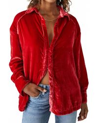 Free People - Marianne Velvet Long Sleeve Shirt - Lyst