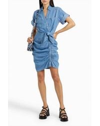 Veronica Beard - Hensley Ruched Mini Shirt Denim Dress - Lyst