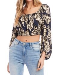 Fifteen Twenty - Lantern Sleeve Crop Top In Print - Lyst