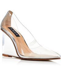 Aqua - Clear Faux Leather Pointed Toe Wedge Heels - Lyst