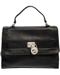 MICHAEL Michael Kors - Pebbled Leather Padlock Flap Top Handle Bag - Lyst