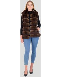 Gorski - Horizontal Sable Vest With Wing Collar - Lyst