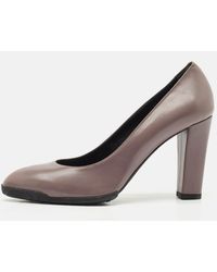 Tod's - Dark Lilac Leather Block Heel Pumps - Lyst