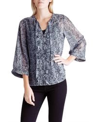 Kensie - Neck Tie Long Sleeve Top - Lyst