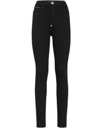 Philipp Plein - Crystal Skull Denim Super High Waist Jegging - Lyst
