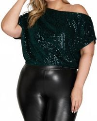 She + Sky - Asymmetrical Sequin Top - Lyst