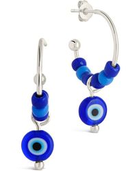 Sterling Forever - Sibyl Evil Eye Beaded Hoop Earrings - Lyst