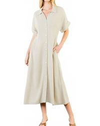 Thml - Short Sleeve Button Down Midi Dress - Lyst