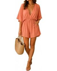 She + Sky - Kimono Sleeve Romper With Back Tie - Lyst