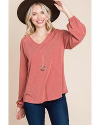 TRUEDAMES - Casual V Neck Basic Long Sleeve Top - Lyst