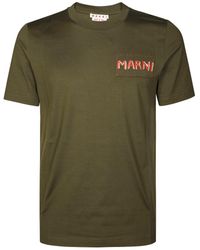 Marni - Crew Neck T-Shirt With Embroidered Patch - Lyst