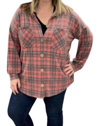 Honeyme - Buffalo Plaid Fleece Button Shirt Jacket - Lyst