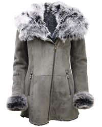 Infinity Leather - Suede Hooded Merino Sheepskin Coat-Monrovia - Lyst