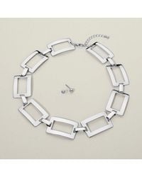 Fashnzfab - Bold Geometric Rectangular Link Statement Necklace - Lyst
