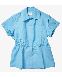 Sunnei - Shirt Dress Cotton Elastic Waist Button Front Red06 - Lyst