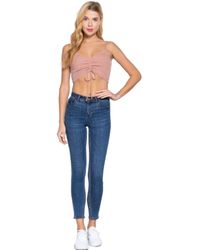 TRUEDAMES - Front Ruched Detail Sweater Knit Crop Cami Top - Lyst