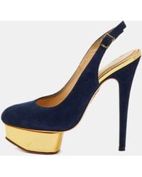 Charlotte Olympia - Suede Dolly Slingback Platform Pumps - Lyst