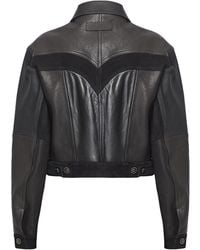 Versace - Structured Leather Jacket With Suede Inserts - Lyst