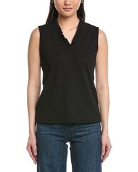 Anne Klein - Smocked Knit Ruffle Top - Lyst
